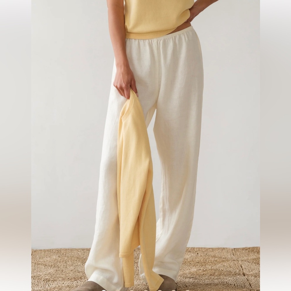 DONNI the linen simple pant in crème M